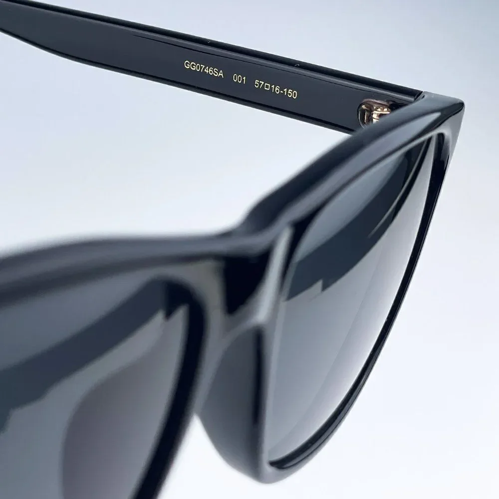 SALE! NEW GUCCI GG0746SA 001 Black Gray Anti-Reflective Square Unisex Sunglasses